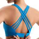 Sports Bras for Women High Support, Strappy High Impact Sports Bras with Sewn in Pads Molded Cup Workout Running Bra, XL
