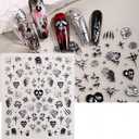 4 x Nail Art Stickers, Self-Adhesive Nail Decals, for Nail Designs and Decorations, 5 Sheets