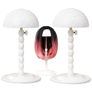 Youngther 2Pcs Wig Stand Adjustable Height Hat Display Portable Folding Wig Head Holders Plastic Wig Stand for Styling Wig Hair Drying Display(2 PCS (PACK OF 2) )(PACK OF 2)