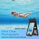 Waterproof Phone Pouch, IPX8 Double Space Cell Phone Case for iPhone 15 14 13 Pro Max Plus Samsung Galaxy S23 S22 Ultra, Detachable Lanyard, Cruise Ship Essentials, 2 Pack(Black+Black)