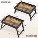 Bed Tray Table Breakfast Trays Serving Tray Bamboo Bed Laptap Floding Legs with Handles and Phone Holders