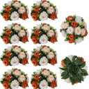BLOSMON Flower Balls Wedding Centerpieces: 10 Pcs Terracotta Fake Rose Kissing Balls Table Decor - Fall Artificial Silk Bouquet with Base Floral Arrangements Home Party Room DIY Decorations