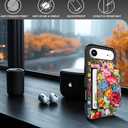 Compatible for iPhone 17 Air Case with Card Holder Cute - Kawaii Design Military-Grade Drop Protection Rugged Wallet Cases for Women (Black Red Garden Flower)