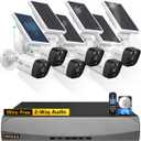 Solar Battery 100% Wire-Free 2-Way Audio 2-Antennas Enhance PIR Detection Outdoor Surveillance Camera System Solar Powered Battery Cameras System