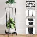 YINMIT Plant Stand Indoor Outdoor, 2 Tier Metal Potted Holder Rack, Flower Pot Stand Shelf, Heavy Duty Round Supports Rack, Corner Plant Shelf for Balcony Garden Patio Living Room (Black-Iron)