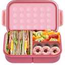 Itopor Wheat Straw Bento Box for Adults & Kids, Leakproof 3-Compartment Lunch Box with Fork, BPA-Free Reusable Meal Prep Container, Microwave & Dishwasher Safe, 5.5 Cup, Dusty Rose