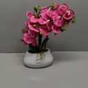 W&W Artificial Orchid Plants and Flowers with Vase, Fake Faux Orchid in Ceramic Pot,17, Fuchsia