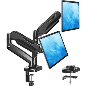 MOUNTUP Dual Monitor Stand for Desk, Gas Spring Monitor Arms for 2 Monitors 32 27 24 22 Inches, Height Adjustable Double Monitor Mount, VESA Mount with C-Clamp & Grommet Base, Holds 4.4-17.6lbs, Black
