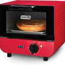 Dash Mini Toaster Oven - Sleek & Stylish - For Creative Homemade Treats - Compact, Space-Saving Design - adjustable temperature dial - Removable Baking Tray - Red