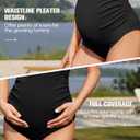 Century Star Maternity Swimsuit One Piece Bathing Suit for Women Pregnancy Swim Ribbed Ruched Modest Swimwear Beach Wear (Black, L)