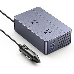 Pure Sine Wave Inverter by KOOSLA, 300W Power Inverter [𝟲𝟬𝗪 𝗣𝗗 𝗨𝗦𝗕-𝗖] DC 12V to AC 110V Car Inverter Plug Adapter Outlet