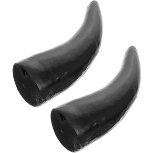 Veemoon 1 Pair Halloween Bull Horns Plastic Ox Horn Cosplay Props Devil Costume Accessory Gothic Photo Props Diy Demon Headdress for Masquerade Halloween Holiday Party (Black, 4.72 Inch)