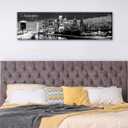 DJSYLIFE Philadelphia Skyline Canvas Art - 13.8"x47.3" Black & White Cityscape Wall Decor, Modern Panoramic Night View Print for Living Room, Office, Bedroom - Ready to Hang