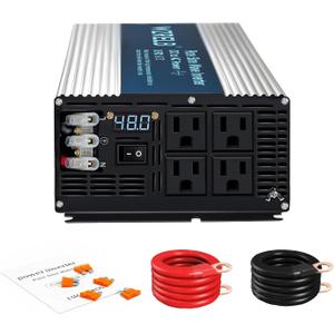 WZRELB 5000W Pure Sine Wave Inverter 48V DC to 110V 120V AC Power Converter with LED Display, Hardwire Terminal,Off-Grid Portable Power Inverter with 4 AC Outlets for Home, RV, Truck, Camping