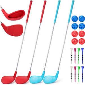 4 Pack Backyard Golf Club Set 36 Inch with 8 Balls & 8 Tees, Oversized 5.1x3.7in Clubheads for Beginners, Outdoor Plastic Bucket Golf Clubs for Families, Backyard Golf Game Gift