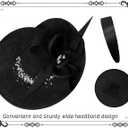 dressfan Vintage Fascinator Hats for Women,Linen Pearl Fascinator for Derby Church Wedding Tea Party (Black)