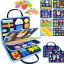 Gojmzo Busy Board Montessori Toys for Toddler Boy Birthday Gifts, Busy Book Sensory Toys for Toddlers, Learning Educational Toddler Travel Activities, Blue/P8