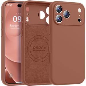 Ktele Magnetic for iPhone 17 Pro Max Case [Compatible with Magsafe] [Premium Silicone Satin-Smooth Touch] Slim Shockproof Anti-Scratch Microfiber Lining Case, 6.9 inch, Caramel