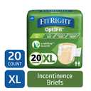 FitRight Adult Incontinence Briefs with Tabs, Heavy Absorbency, XL, 57" to 66", 20 Count