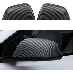 2PCS ABS Side Mirror Covers for Tesla Model 3, Compatible with Model 3 2021-2025 2026 Refresh Highland Rearview Mirror Cap Guards Anti-Scratch & UV Protection (Matte Carbon Fiber Pattern)
