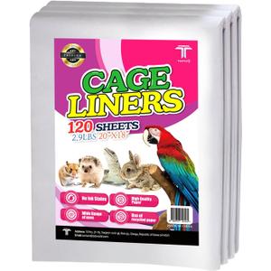 T TORTO9 Bird Cage Liner - 120 Paper Sheets, 20" x 18", 2.9 lb - Ideal for Pet Habitats, Bulk Pack for Long-Lasting Use, Newsprint Texture, Convenient Parcel Packaging