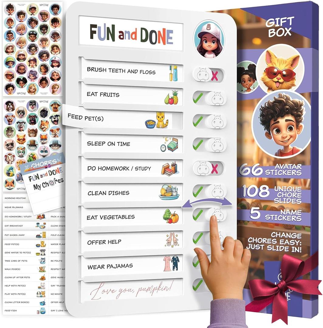 Chores Chart for Kids - Daily Routine Chart for Kids with Checklist & Stickers, Magnetic Kids Chore Chart - Chore Board Visual Schedule for Kids with Autism & Best ADHD Tools for Kids (1 Pack  180 Pcs)