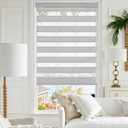 GHV Corded Zebra Blinds for Windows Blackout Dual Layer Privacy Shades for Indoor Windows Light Control for Day and Night Home Office (Gray, 35 in(W) x 64 in(H))