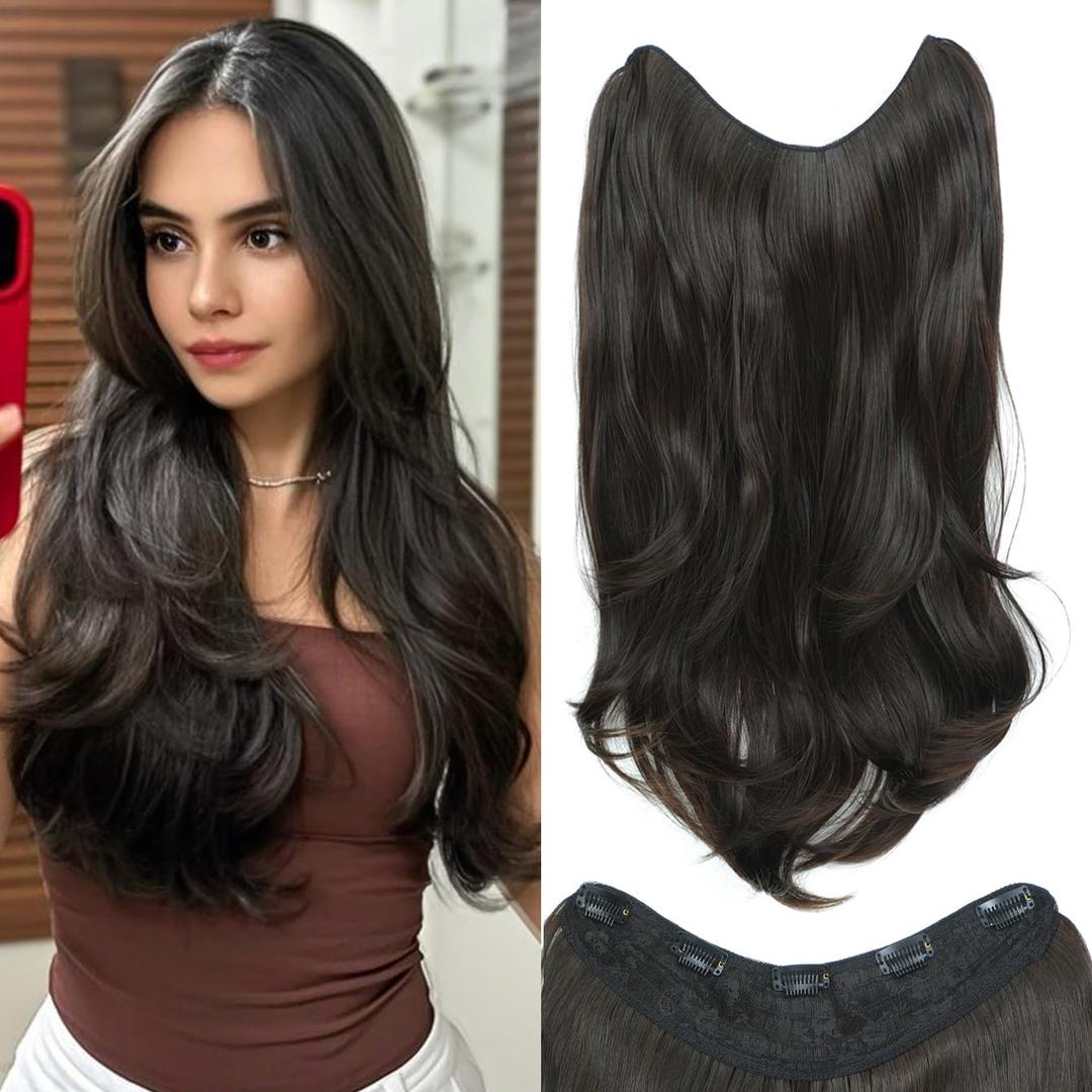 Hair Extensions 1PCS U-shape Clip in Hair Extensions 20inch Dark Brown extensions Synthetic Fiber Hairpieces for women