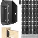 50 Pcs ADC-12 Aluminum 2x4 (Actual 1 " x 3 ") Deck Railing Bracket Connectors, Ultra-Durable Railing Connector with 300pcs Deck Screws for Wooden Stair Fence Railing