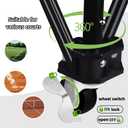 Foldable Adjustable Tennis Ball Hopper, Large Capacity Basket Holds 200 Balls, Upgraded Pickleball Caddy with Multifunction Pockets and Wheels for Training and Teaching