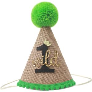 KOJIN Wild One Birthday Party Hat For BoysAnimal-Themed Birthday Crown For 1st BoysWild One First Birthday HatJungle Safari Party Supplies For 1-Year-OldJungle-Themed Photo Booth Props