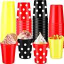 Yungyan 48 Pcs Cartoon Mouse Party Supplies 16 oz Plastic Cups Bulk Red Yellow White Black Polka Dots Pattern Printed Cups for Cartoon Mouse Theme Party Decorations