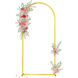 Toolterritary 6.6 FT Wedding Arch Backdrop Stand, Stable Heavy Duty Metal Wedding Arch Frame for Ceremony, Reinforced Balloon Arch Stand for Birthday Party & Baby Shower, Gold