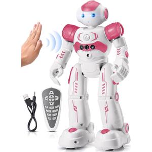 KingsDragon RC Robot Toys for Kids, Gesture & Sensing Remote Control Robot for Age 3 4 5 6 7 8 Year Old Boys Girls Birthday Present (Pink), 10.4 inch