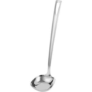 Kichvoe Square Stainless Steel Soup Ladle with Hanging Corrosion Resistant Cooking Spoon for Stirring and Serving Soups Hot Pot and Stews in Home Professional Kitchens