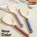 Silicone Small Spatula for Cooking Flexible Beveled Turner with Solid Inner Core and Heat Resistant Nylon Handle Ideal Spatula for Non-Stick Cookware (10 inches, Sky Blue)