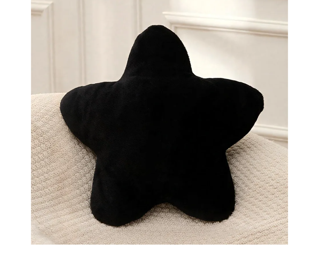 Small Star Throw Pillows for Bed, Decorative Throw Pillows for Couch Livingroom,15" Black Pillows Aesthetic Cute Floor Pillow with Soft Plush for Sofa Bedroom Kids Xmas Gift (Black)