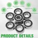 8 Pcs 5/8" Bearings Carbon Steel ID 5/8" x OD1-3/8 Ball Bearings for Lawn Mower Wheelbarrows Carts and Hand Trucks Wheel Replacement