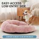 OhGeni 31 inches Calming Donut Orthopedic Dog & Cat Bed for Medium Pets, Warming Comfort Fluffy Short Pile Fur, Durable Waterproof Machine Washable Removable Cover, Cute Round Bed for Puppy, Pink,L (31"L x 31"W x 9"Th)