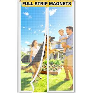 HOFUDON Heavy Duty Magnetic Screen Door, Fits 32 x 80 Inch Doors, White | Full Strip Magnets, Heavy Duty Fiberglass Mesh, Automatic Magnetic Closure, Fits 32 x 80 Inch Doors, Easy Installation