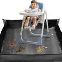 Splat Mat for Under High Chair, 59x59 Inches Large Size Mess Mat Floor Protector, Corner Snap Design, No Splash and Easy to Clean Versatile Feeding & Play Mat for Kids