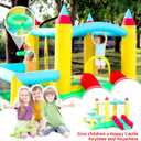 WELLFUNTIME Inflatable Bouncy Castle, Bounce House with Slide, 107x106x80 Inch, Jumping Castle with Blower and Ball Pit, Basketball Game