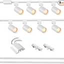 8-Light LED Track Lighting Kit with 6.6FT H Track Lighting Rails & Floating Canopy Connector, GU10 Track Light Kit, Modern Kitchen Track Lighting Fixtures Ceiling Spot Light, White (No Bulbs)