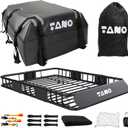 TANX 51" x 36" x 5" Roof Rack Cargo Carrier Basket with Waterproof Bag, Rooftop Cargo Carrier with Cargo Net & Ratchet Straps, Heavy Duty Roof Basket for SUV Truck, Hitch Cargo Carrier