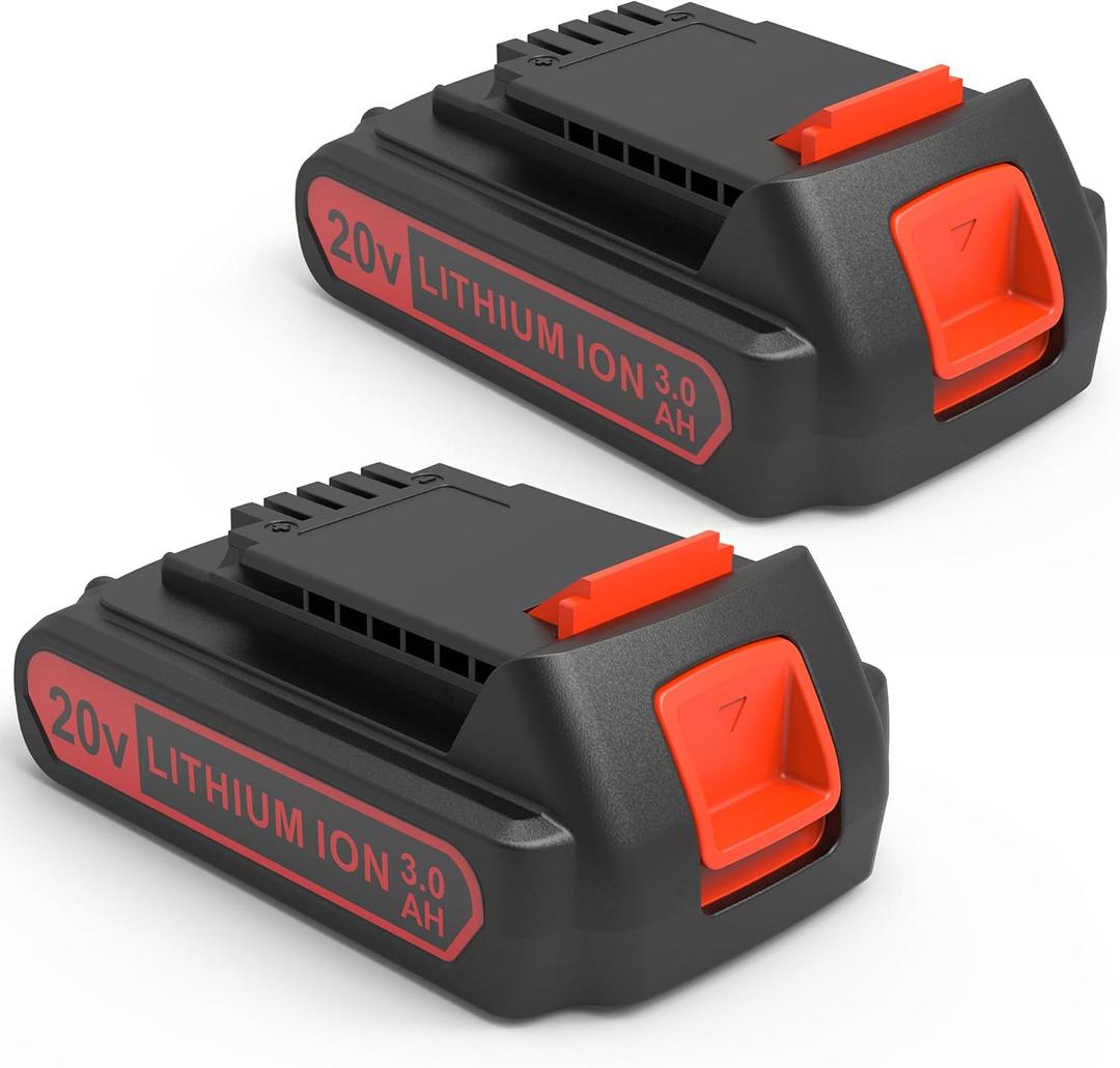 Extended Capacity 3.0Ah 20v Battery Replacement for Black and Decker 20 Volt Max Battery LBXR20 2 Packs, Compatible with All Black and Decker 20v Cordless Power Tools and Charger