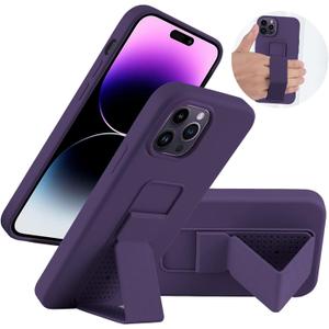 LAUDTEC Silicone Kickstand Case Compatible with iPhone 14 Pro Max, Flexible Soft Liquid Silicone Stand Case for iPhone 14 Pro Max (Deep Purple)