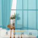 Gwine Short Kitchen Sheer Curtains 36 Inch Length - Light Filtering Voile Small Half Window Curtain for Basement, Rod Pocket Cafe Curtains for Bathroom Cabinet, 42Wx36L Inch, 2 Panels, Aqua