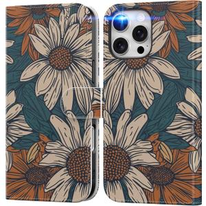 DEENAKIN FUNMIKO for iPhone 16 Pro Wallet Case with Cash Clip + Card Holder | RFID-Blocking, Military-Grade Drop Protection & UV-Printed Artwork, Magnetic Closure with Leather Kickstand