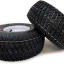 Dayrim 2 Pcs 15x6.00-6 Lawn Mower Tires with White Rim, 4-Ply Tubeless, 3" Centered Hub, 3/4" Bore Bearing, Wheel & Tire Assembly, Turf Tread for Riding Mowers & Garden Tractors (white, 15x6.00-6)