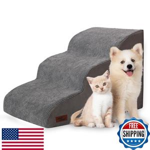 Aodisman 3Step Dog Ramp and Stairs for Sofa and Chair  NonSlip Sturdy Pet Steps for Small Dogs and Cats,15.7" H,Grey